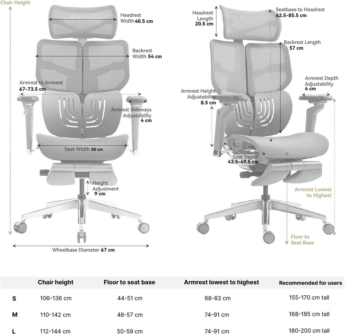 HINOMI X1 – Chaise Ergonomique Haut Dossier avec Repose-Jambes & Accoudoirs 6D (Gris)