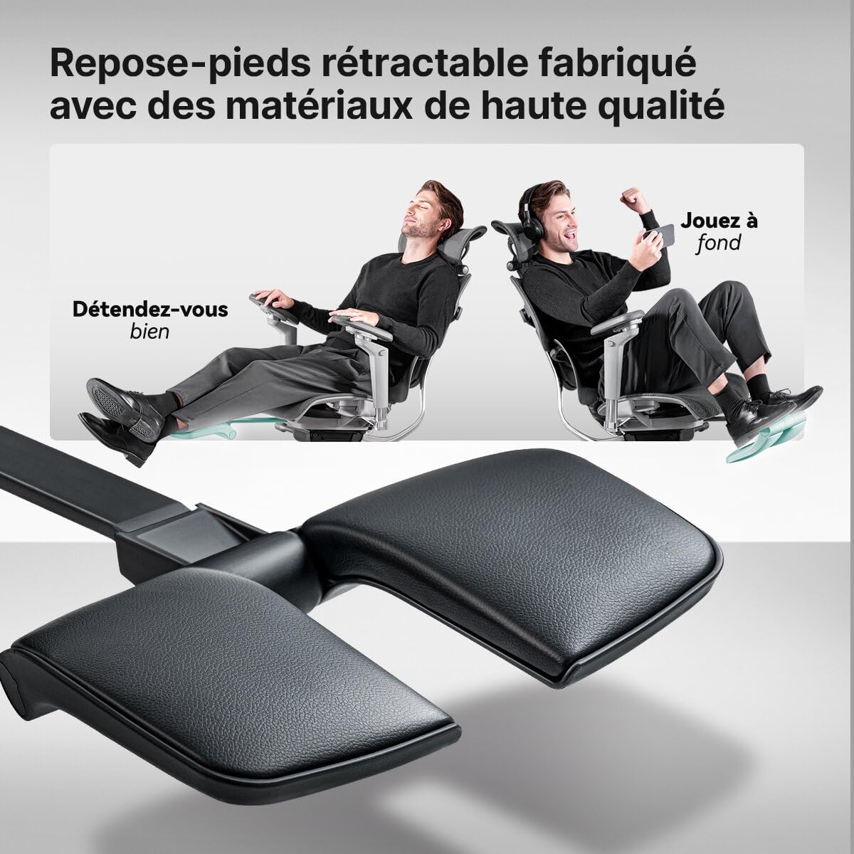 HINOMI X1 – Chaise Ergonomique Haut Dossier avec Repose-Jambes & Accoudoirs 6D (Gris)