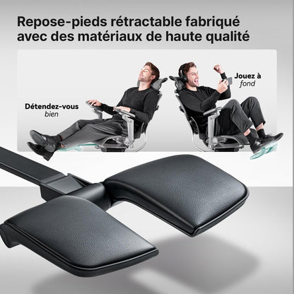 HINOMI X1 – Chaise Ergonomique Haut Dossier avec Repose-Jambes & Accoudoirs 6D (Gris)