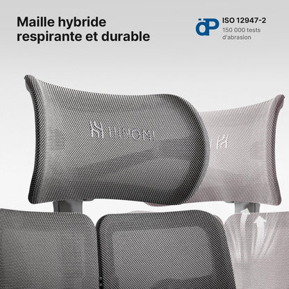 HINOMI X1 – Chaise Ergonomique Haut Dossier avec Repose-Jambes & Accoudoirs 6D (Gris)